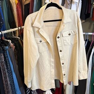 Women's Cream Button-Front Shacket